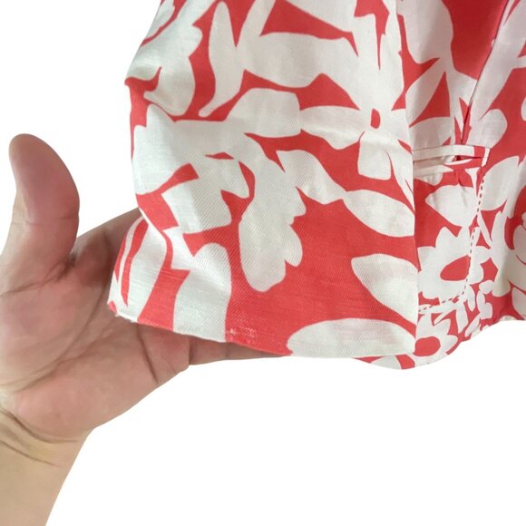 Sigrid Olsen Womens Floral Print Blazer Jacket Size 16 Red & White Feminine - Picture 4 of 8